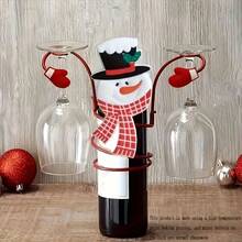 1 buc, Suporturi pentru sticle și pahare de vin de Crăciun - Suporturi decorative pentru vin în formă de Moș Crăciun și om de zăpadă, Afișaje pentru masă de sărbători, Decorațiuni pentru mese de sărbători și Cadouri excelente