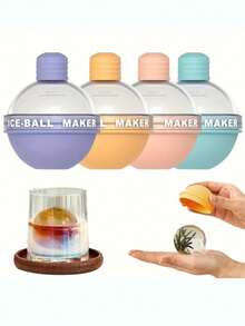 1件/4件灯泡冰球模具硅胶威士忌制冰工具家用圆形冰块制作器饮料增强装饰酒吧用品高品质硅胶 - 彩色 - 查看 4