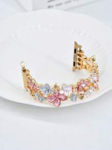 1PC Pink Blue Floral Elastic Bracelet Watch Strap Compatible With Apple Watch Strap Series Ultra 2 SE 10 9 8 7 6 5 4 3 2 1 Stylish Bracelet Watch Band Compatible With Apple Watch Band 38mm 40mm 41mm 42mm 44mm 45mm 46mm 49mm