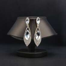 1 Pair European & American Style Crystal Zirconia Pendant Earrings, Suitable For Women's Party Wear, Elegant & Versatile