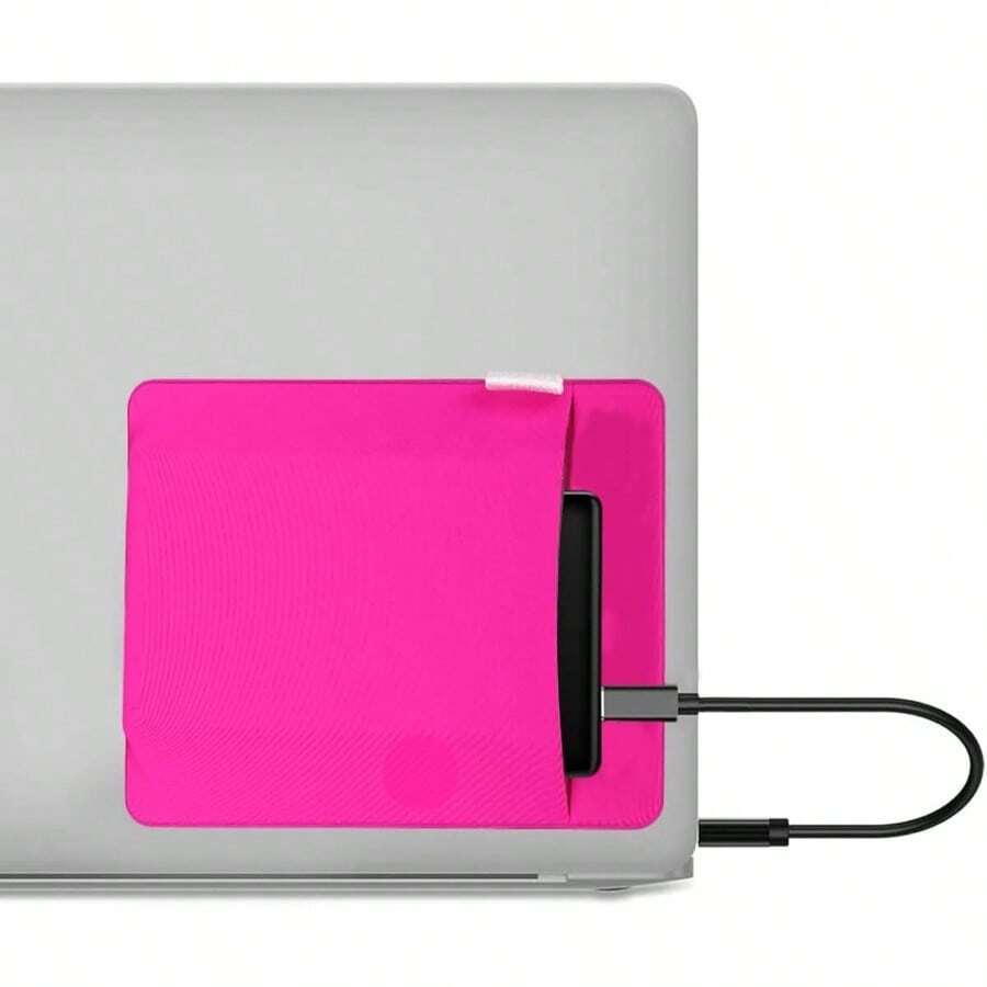 Portable Hard Drive Sleeve For Laptop, Adhesive Pouch For Laptop, Compatible With External Portable SSD, USB Cable Battery Pack, Wireless Mouse, Cables, Earphones(Black) - Hồng - Xem 1