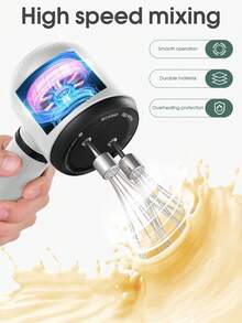 Dual-Handle Handheld Electric Mixer, USB Rechargeable Wireless Blender, Battery Capacity 1200mAh, 3-Speed Adjustable, Suitable For Coffee, Cream, Baking And Kitchen Purposes. - Multicolor - View 10