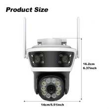 Cámara inteligente de tres en uno, una cámara de seguridad inalámbrica WiFi de 2.4G con tres lentes, función de disparo panorámico de 360°, visión nocturna, detección de movimiento, comunicación bidireccional, monitoreo remoto móvil, rotación PTZ, vigilancia inalámbrica de alta definición ajustable, adecuada para estacionamientos, empresas y hogares.