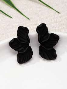 1 对时尚花卉元素度假旅行、派对、户外运动哑光耳钉 - 紅色 - 查看 9