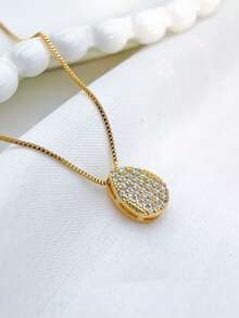 DROP NECKLACE WITH MINI ZIRCONIA HIGH QUALITY SEMI-JEWELLERY PLATED IN 18K GOLD. - 金色 - 查看 3