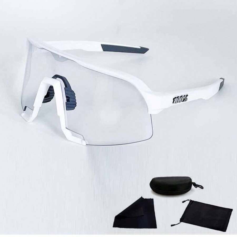 2025 New Fashion  Men And Women Color-Changing Cycling Glasses – Windproof & Dustproof Outdoor Sports Goggles Running & Marathon Beach - Khung trắng trong suốt đổi màu - Xem 1