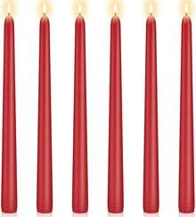 KORCCI Ivory Taper Candles 10 Inch - Set Of 6 Long Candles, 8 Hours Long Burning, Smokeless & Unscented & Dripless, Weddings, Birthdays, Dinner, Parties,, Prayer, Meditation - Đỏ - Xem 11