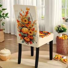 Juego de 1/4/5/6/7/36 fundas de silla con estampado de temas de Halloween, flores, calabazas, adecuadas para la decoración diaria moderna de interiores, restaurantes, hoteles, fiestas, bodas, comedores, cocinas. Fundas de silla elásticas lavables para mesas cuadradas - ZYT-147 - Ver 7