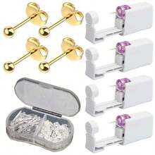 5pcs Ear Piercing Kit With Plastic Earrings For Ear Infection,Disposable Ear Piercing Gun Built-In Earrings Stud