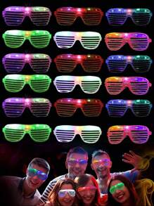 6/12pcs LED Light Up Glasses, Multi- Colors Shutter Shade Glow Glasses, Wireless Flashing Luminous Glasses, 3 Modes Flashing Light Party Glasses, Glow In The Dark Party Supplies, Party Gifts Birthday Party Gifts(Random Color)