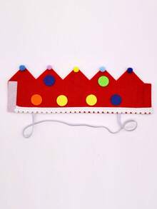 1pc Red Circus Element Crown Style Hat, Suitable For Party