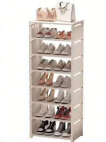 6/7/8 Tiers Narrow Shoe Rack Vertical Shelf Stable Organizer Space Saving Storage Cabinet Sturdy Easy DIY Non-Woven Fabric Metal Freestanding Shelves For Closet Entryway Hallway Bedroom