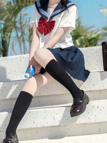 1 pieza Uniforme escolar japonés de verano clásico y básico con moño. Adecuado para cosplay, anime, manga y fotografía