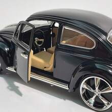 Modelo de coche vintage clásico, modelo de simulación, colores vintage clásicos rojo y negro, con base, adecuado para exhibición, múltiples detalles operativos, gran jugabilidad, regalo festivo, regalo sorpresa - Negro - Ver 8