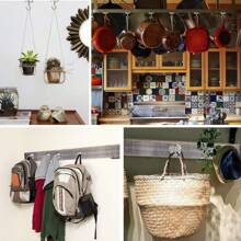 6pcs Magnetic Hooks - Magnetic Hooks, Easy Wall Mounting, Polished Metal Surface, Suitable For Home Organization, Kitchen, Office, Cruise And Camping, Multi-Style