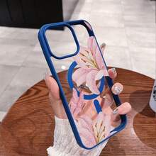Pink Lilies Magnetic Phone Case Is Suitable For IPhone 16/15/14/13/12 Pro/11/XS Max 68 Plus. It Features A Fashionable And  Pattern Design. The Transparent Case Comes In Multiple Colors And Is A Classic Shockproof Mixed Transparent Phone Case Gift. - Màu hồng - Xem 6