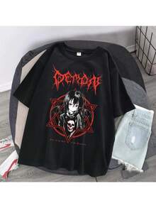 Basic Waifu Goth Japanese Anime T-Shirt Casual Shirt Blouse Unisex Men Women 100% Cotton Top Premium Streetwear New Arrival Immediate Shipping Various Colors!! Plus Size - màu đen - Xem 1