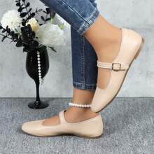 Mary Jane Flat Shoes Round Toe Ballet Flats For Women Dressy Fabric Business Flats Comfortable Classic Strap Flats For Office JUJU-1 - khỏa thân - Xem 4