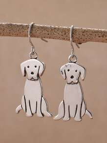 1 Pair Retro Bohemian Style Labrador Dog Shaped Earrings, Gift Jewelry Suitable For Women/Dog Lovers Daily Wear