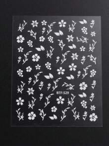 2片优雅白色玉兰花3D美甲贴纸 - 自粘五瓣花贴纸，适合DIY婚礼和派对美甲，闪光效果，一次性美甲用品 - 白色 - 查看 4