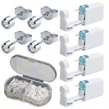 5pcs Ear Piercing Kit With Plastic Earrings For Ear Infection,Disposable Ear Piercing Gun Built-In Earrings Stud