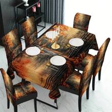 1/4/5/6/7/36 buc Huse de scaun imprimate cu tematică de toamnă, pădure de arțari, pârâu / Set de huse de scaun, potrivite pentru restaurantul de interior, decorarea zilnică modernă a hotelului, decorarea petrecerii, decorarea nunții, decorarea sufrageriei, decorarea bucătăriei, față de masă potrivită pentru mese pătrate, huse elastice pentru scaune care pot fi spălate