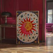 1 Pc Wall Art Sun And Moon Print, Celestial Kissing Poster, Boho Bedroom Decor, Astrology Wall Art, Dorm Living Room Nursery Gift Idea-Canvas Painting Art Summer VacationCanvas Painting - For Home Decor Enthusiasts - Room Decoration Decor For Home Gifts, Living Room, Bathroom, Bedroom,Kitchen (No Frame)/Framed - Multicolor - View 14