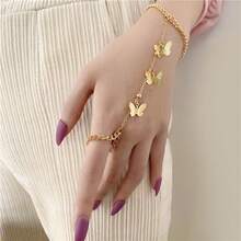 A Creative And Cute Butterfly Decorated Finger Bracelet Ring, Exquisite Birthday Party Gift For Girls - 銀色 - 查看 3