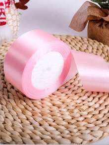 1Pc Wide Of Silk Satin Ribbons For Fall Wedding Flower Bouquet Wrap Hair Bows Making Gift Wrapping And Crafts - Pink - View 4