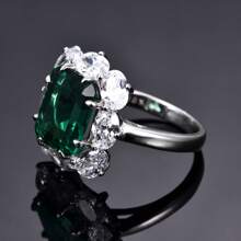Dissoo 1pc 2025 New 925 Silver Ring, Elegant Square Green Synthetic Zirconia Inlaid Ring, Women's Jewelry Ring, Gift For Back To School, Beach Party, Banquet, Partner