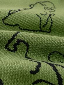 Young Boy Cute Dinosaur Pattern Knitted Pullover Sweater, Suitable For Daily, Vacation, Spring, Autumn, Winter