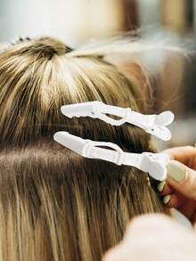 专业鳄鱼夹美发工具，适用于拉直、剪发、染发、沙龙和家庭使用 DIY 发型设计、返校、旅行度假必备品、女士发饰、光滑后梳、理发配件、吹风机 - 白色 - 查看 5