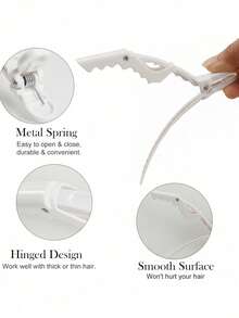 专业鳄鱼夹美发工具，适用于拉直、剪发、染发、沙龙和家庭使用 DIY 发型设计、返校、旅行度假必备品、女士发饰、光滑后梳、理发配件、吹风机 - 白色 - 查看 3