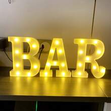 1 pezzo Luce a LED a forma di lettera "Bar", lampada alfabeto a luce bianca calda, combinazione di parole DIY BAR adatta per bar, taverna, festa, compleanno, campeggio, zona pranzo, corridoio, dormitorio, camera da letto, spuntino notturno, ristorante e scene di festa, decorazione per San Valentino, Festa della Mamma, Ognissanti, Natale e altre vacanze - funzionamento a batteria (batterie non incluse)
