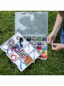 Craft And Hobby Storage Box 30 Compartments Plastic Organizer Gray And Clear Tray Multi-Purpose Durable Construction Beads Sewing Supplies Tackle Tools Clutter-Free