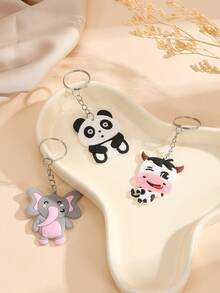 3 件可爱卡通动物模型钥匙扣，创意 2D 饰品装饰挂件，有趣的日常配饰，送给朋友的惊喜礼物