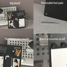 Magnetic Bulletin Board With Stand - 11.4x11.8 Inch Black Metal Tabletop Organizer With 4 Strong Magnets & Clips, Sleek Modern Design For Home Office, Classroom, Workspace - Magnetic Display Board, Office Organization, Minimalist Style, Sturdy Construction, Corporate Setup