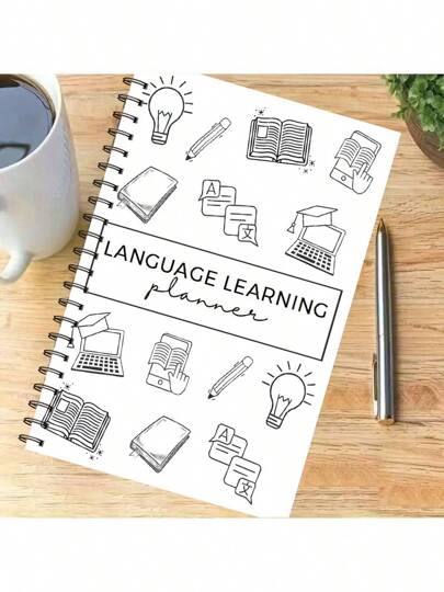 1pc 47-Page Language Learning Planner For Adults - Includes Vocabulary & Grammar Notebook, Weekly & Monthly Logs, Flashcards, Mind Map, And Writing Tips - Comprehensive Organizer For Language Education, Language Learning Planner | Weekly & Monthly Layout | Durable Spiral Bindin School Supplies,Back To School