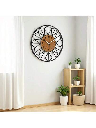 1pc Iron Painted Wand Clock, Geometric Klok Arabic Numerals Home Room view 5
