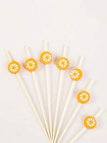 50 st. kreativa och söta engångstandpetare för frukt med orange mönster för KTV, hotelltandpetare för frukt och tårta, provsmakningstandpetare