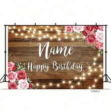 1 szt. spersonalizowane drewniane tło, możliwość nadruku imienia i wzoru kwiatowego, odpowiednie na urodziny, zdjęcia panny młodej, rocznicę ślubu, baner urodzinowy, tło kwiatowe, rekwizyty fotograficzne