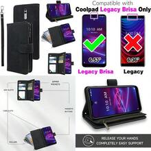 EVN0Compatible With Coolpad Legacy Brisa Wallet Case Wrist Strap Lanyard And Premium Vintage Leather Flip Credit Card Holder Stand Cell Accessories Phone Cover For Cool Pad CP3706AS 2020 2021 Women Black1552 - Black - View 1