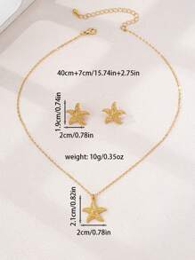 1 Set Elegant Minimalist Geometric Starfish Design Women Earrings And Necklace Set