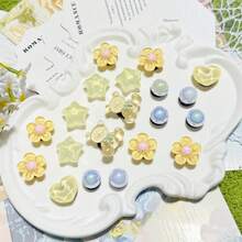 20 件黄色小熊、星星、花朵鞋夹，适用于凉鞋、花园鞋、沙滩鞋、DIY 可拆卸装饰 - 黃色 - 查看 3