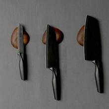 1 件木质磁性刀架壁挂式鹅卵石磁铁刀架新颖厨房切片厨师刀收纳架
