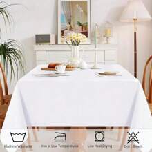 JIUZHEN Faux Linen Rectangle Tablecloth - Wrinkle And Stain Resistant Washable Table Cloth For Kitchen Dining Room Holiday Table Cover For Party Dinner Outdoor Picnic, Beige, 54 X 80 Inch