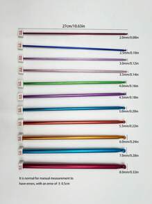 11支2毫米-8毫米彩色氧化铝钩针，27厘米金属钩针，闪亮礼品，编织工具