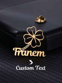 Broșe personalizate cu nume de trifoi cu patru frunze și insigne pentru femei și bărbați, din oțel inoxidabil, personalizate, broșă, insigne, bijuterii personalizate pentru petrecere de nuntă pe haine