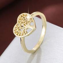1 pieza Anillo de mujer con diseño de árbol de Navidad en forma de corazón elegante, regalo navideño - Multicolor - Ver 13