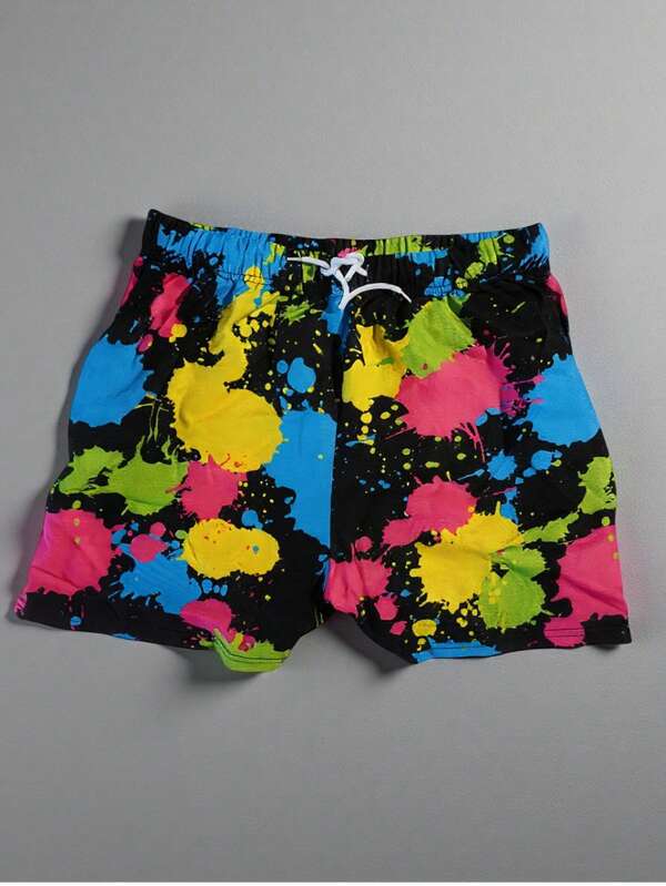 Bóxer de hombre con diseño de salpicadura de grafiti, shorts de natación ligeros, suaves y de secado rápido, ropa de playa informal, recreación y deportes al aire libre